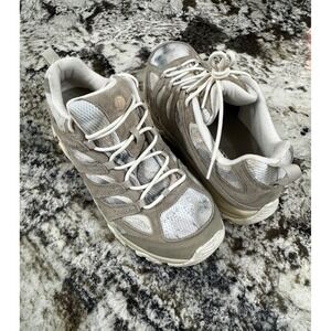 Merrell Moab 3 Hiking Shoes Mens Tan White Marbled Mesh Vibram Trail Sneakers